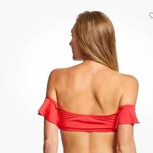 Trina Turk Off The Shoulder Cap Ruffle Sleeve Swim Top Size 6 Red - Picture 3 of 7